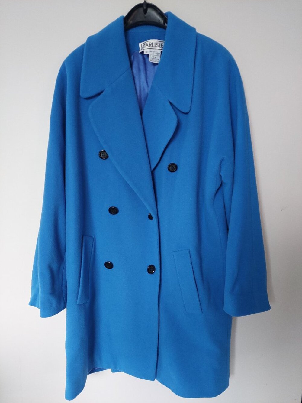 Vintage Carlisle Wool Cashmere Double Breasted Light Coat Light Blue Size 10